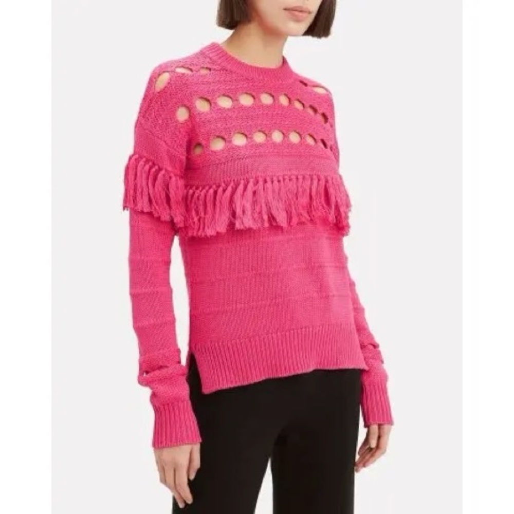 Jonathan Simkhai Chunky Tassel Sweater in Hot Pink - Picture 7 of 10